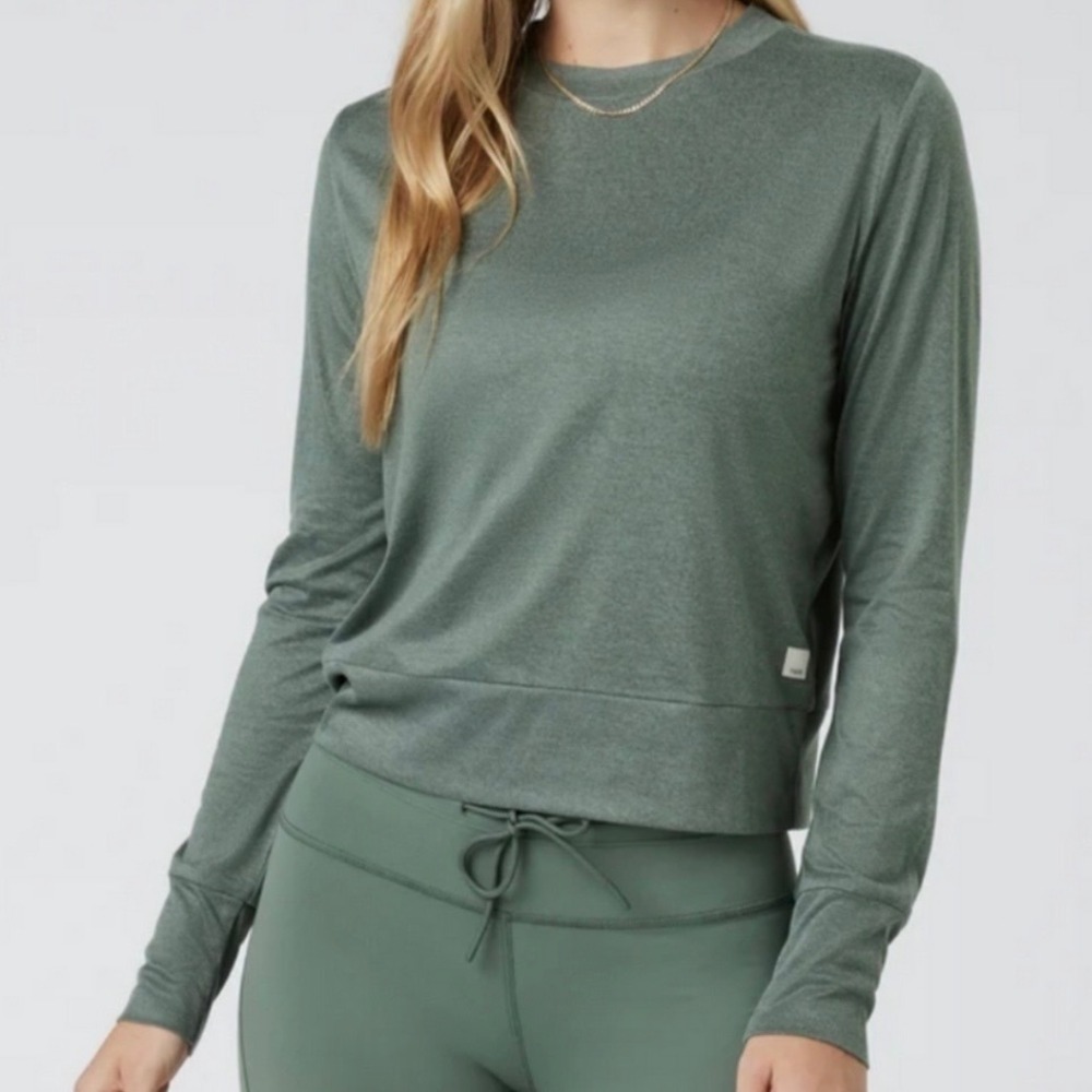 Vuori Daydream Crew Marsh Heather Green Long Sleeve Top Athletic Size Small